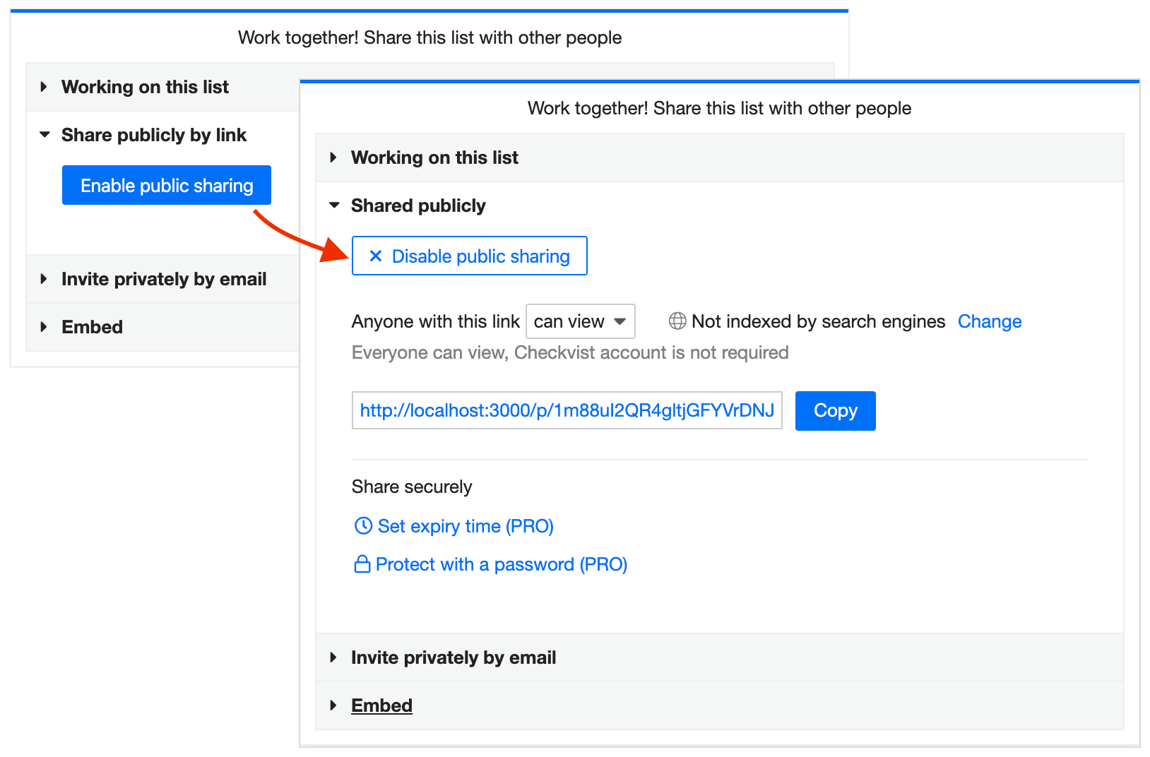 Public list sharing in Checkvist